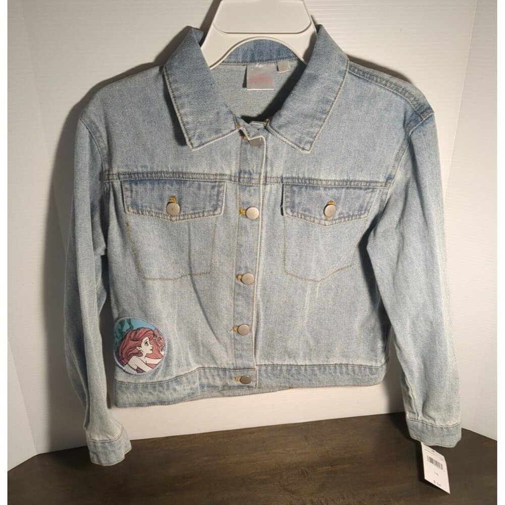 Disney 's The Little Mermaid Jean Jacket Girls Button Up Blue Denim New w/tags